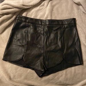 Forever 21 Faux Leather Scalloped hem shorts